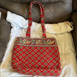 Vera Bradley Red and Yellow Quilted Tote Bag